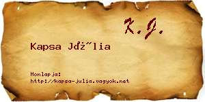 Kapsa Júlia névjegykártya